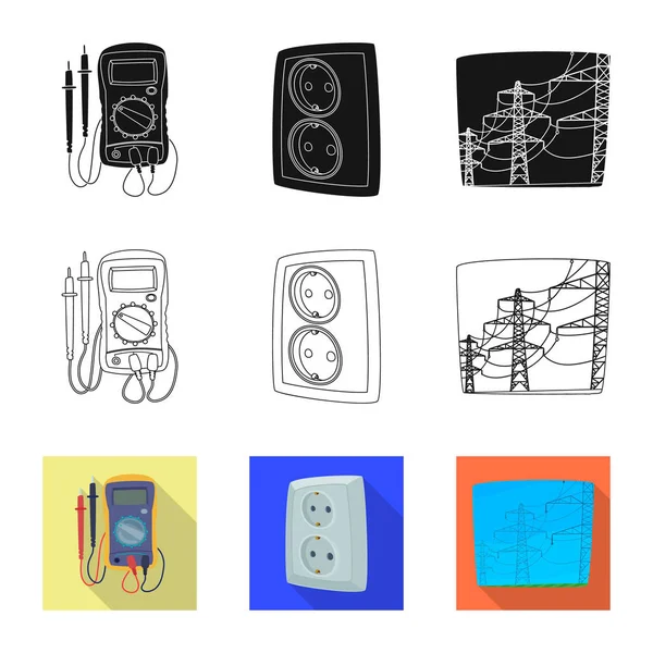 Illustration vectorielle de l'électricité et signe électrique. Illustration vectorielle des stocks d'électricité et d'énergie . — Image vectorielle