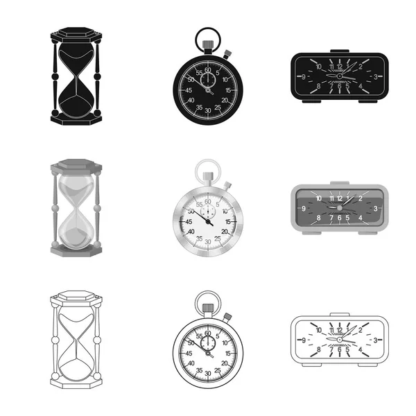 Ilustración vectorial del reloj y el icono de tiempo. Colección de reloj y círculo símbolo de stock para la web . — Vector de stock