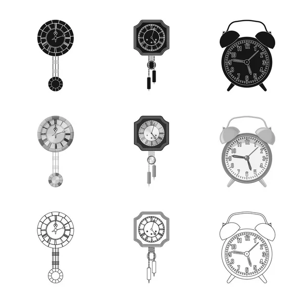 Illustrazione vettoriale dell'orologio e del logo temporale. Raccolta di orologio e cerchio stock vettoriale illustrazione . — Vettoriale Stock