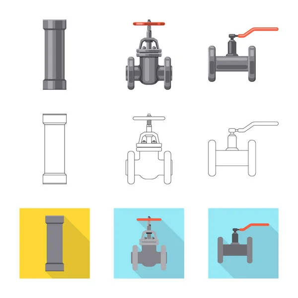 Изолированный объект трубы и знака трубы. Набор значков вектора труб и трубопроводов для склада . — стоковый вектор