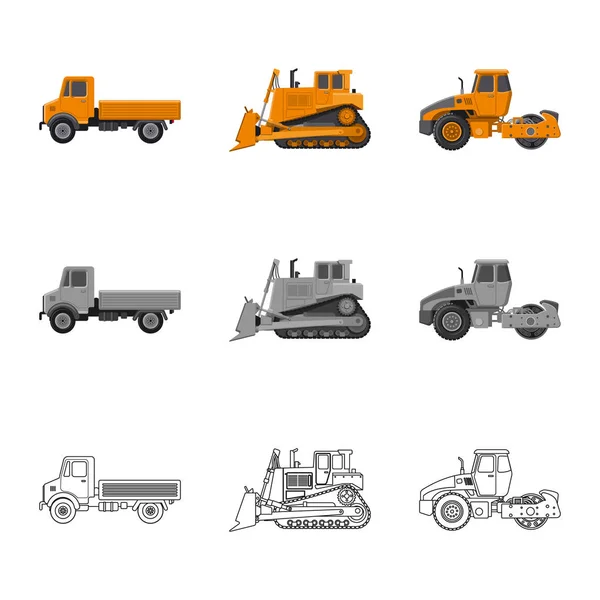 Ilustración vectorial del logotipo de construcción y construcción. Conjunto de icono de vector de construcción y maquinaria para stock . — Vector de stock