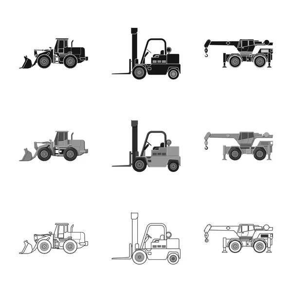 Objet isolé de construction et signe de construction. Collection d'icône vectorielle de construction et de machines pour stock . — Image vectorielle