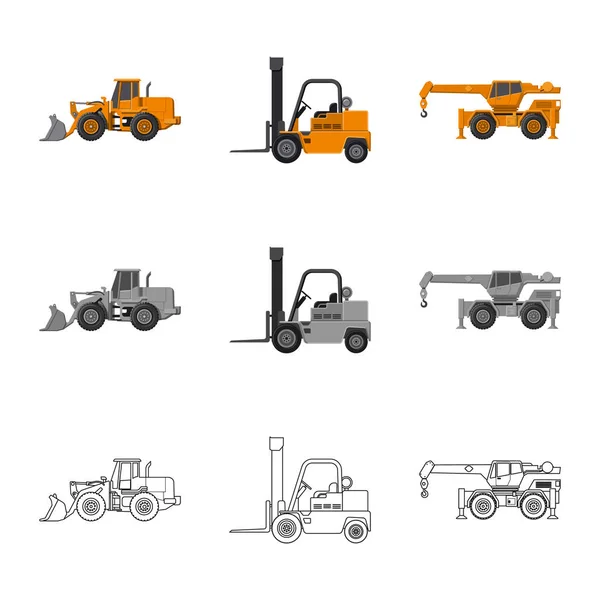 Isolated object of build and construction icon. Collection of build and machinery stock vector illustration. — Stock Vector