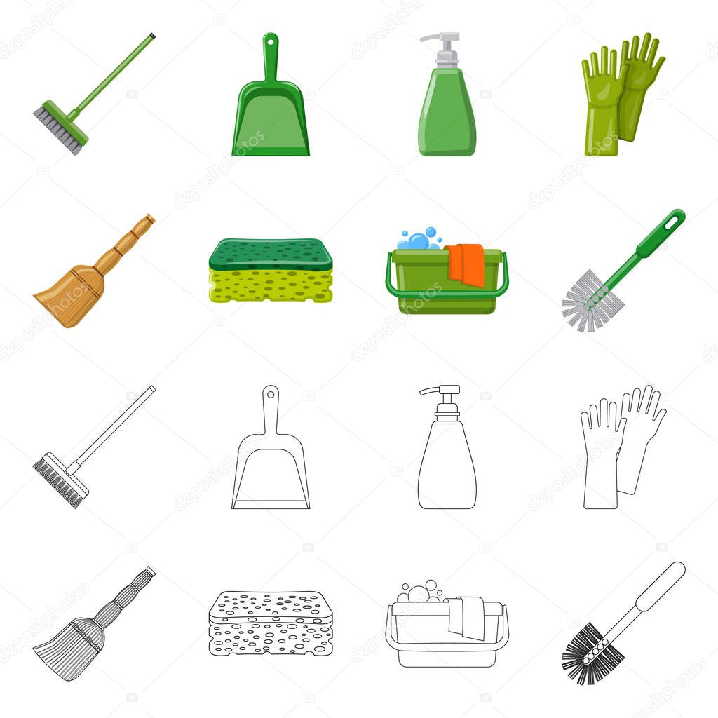 Isolated object of cleaning and service icon. Set of cleaning and household stock symbol for web.