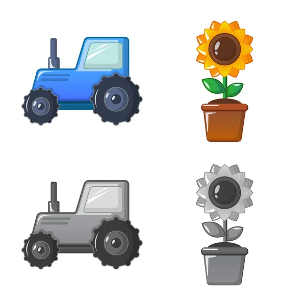 Diseño vectorial del logotipo de la granja y la agricultura. Conjunto de ilustración vectorial de granja y planta . — Vector de stock