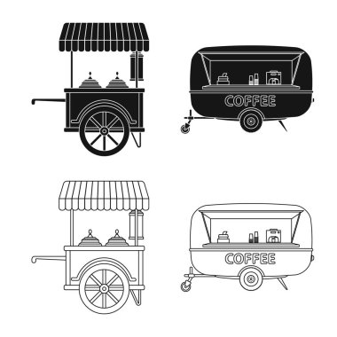 Piyasa ve dış işareti vektör çizimi. Market ve gıda hisse senedi simgesi web için kümesi.