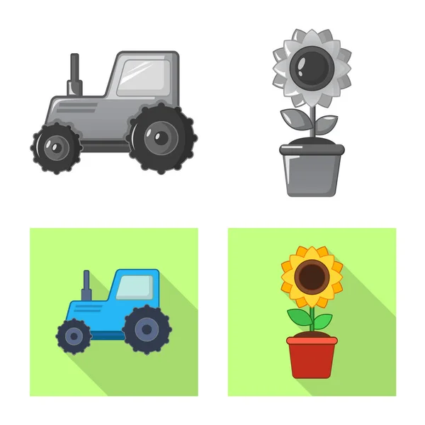 Illustrazione vettoriale del simbolo agricolo e agricolo. Raccolta di illustrazioni vettoriali di aziende agricole e di piante . — Vettoriale Stock