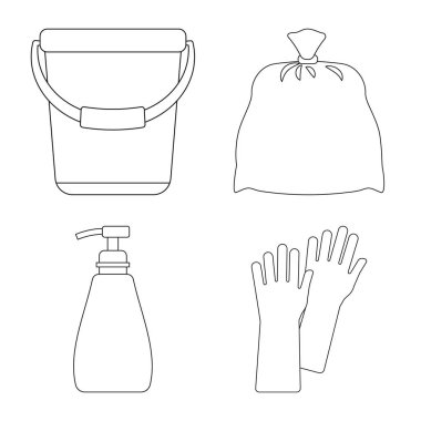 Temizlik ve servis işareti vektör tasarımı. Temizlik ve ev hisse senedi vektör çizim topluluğu.