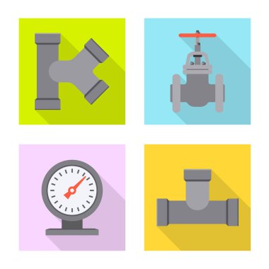 Boru ve tüp sembolü yalıtılmış nesne. Boru ve boru hattı hisse senedi vektör çizim seti.