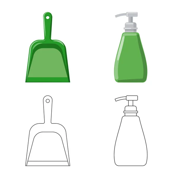 Objeto aislado de limpieza y símbolo de servicio. Colección de limpieza e ilustración de vectores domésticos . — Vector de stock