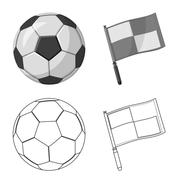 Vektor-Design von Fußball und Getriebesymbol. Sammlung von Fußball- und Turnieraktienillustrationen. — Stockvektor