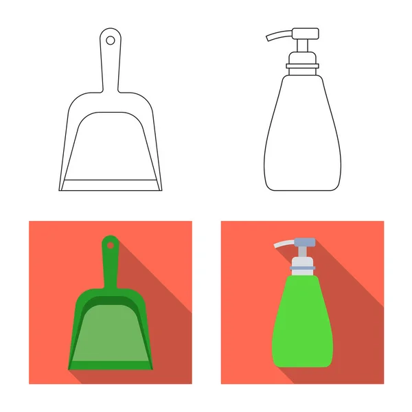 Vector illustration of cleaning and service icon. Collection of cleaning and household vector icon for stock. — Stock Vector
