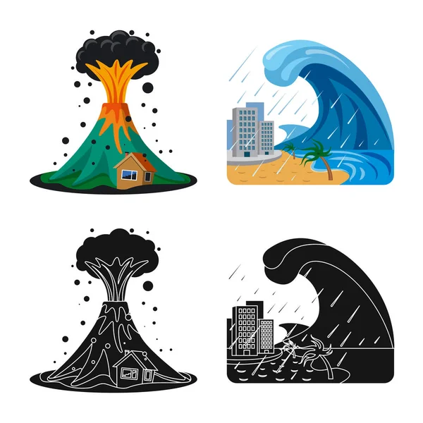 Progettazione vettoriale di icone naturali e catastrofiche. Set di simboli di stock naturali e di rischio per il web . — Vettoriale Stock