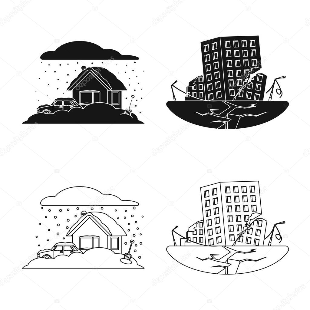 Vector illustration of natural and disaster logo. Collection of natural and risk stock vector illustration.