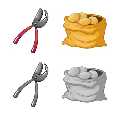 Çiftlik ve tarım simge vektör Illustration. Web çiftliği ve bitki hisse senedi simgesi kümesi.