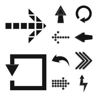 Öğe ve ok logo vektör tasarımı. Hisse senedi için öğe ve yön vektör simge topluluğu.