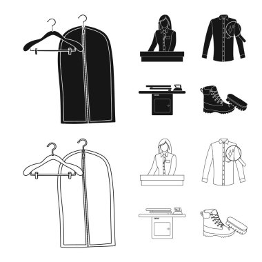 Çamaşırhane ve temiz simge vektör tasarımı. Çamaşır ve giysi hisse senedi vektör çizim topluluğu.