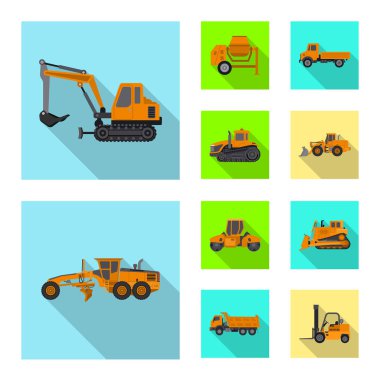 Yapı ve inşaat işareti vektör Illustration. Yapı ve makine hisse senedi vektör çizim seti.