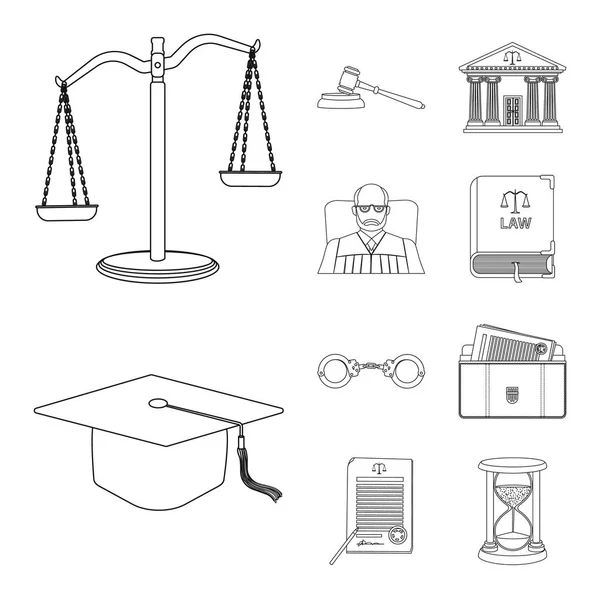 Ізольований об'єкт права та логотип адвоката. Набір символів права та справедливості для Інтернету . — стоковий вектор