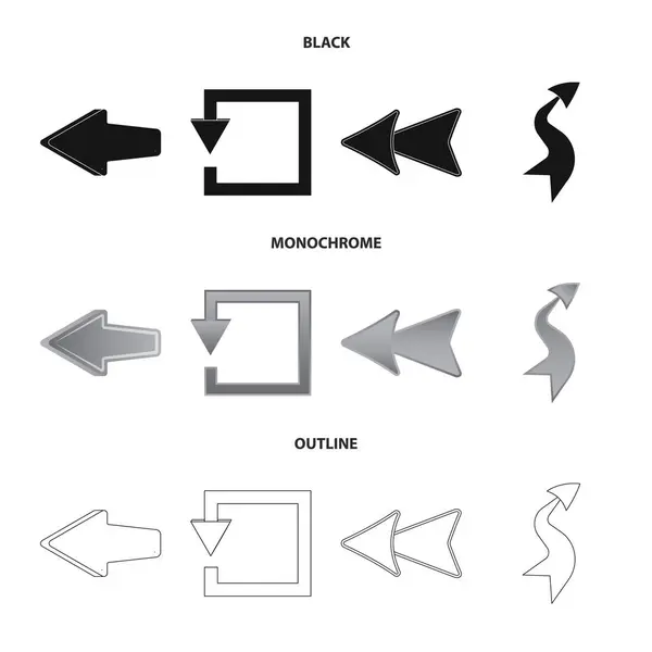 Objeto aislado de elemento e icono de flecha. Conjunto de elemento y símbolo de stock de dirección para web . — Vector de stock