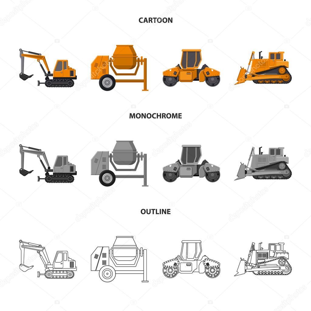 Isolated object of build and construction sign. Set of build and machinery stock symbol for web.