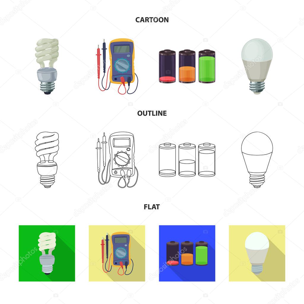 Vector illustration of electricity and electric icon. Set of electricity and energy stock vector illustration.
