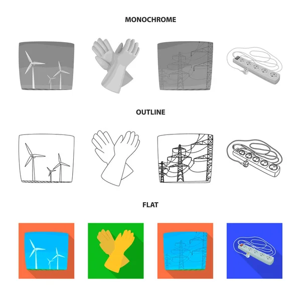 Isolerade objekt av elektricitet och elektriska logotyp. Insamling av el- och energi vektor ikonen för lager. — Stock vektor