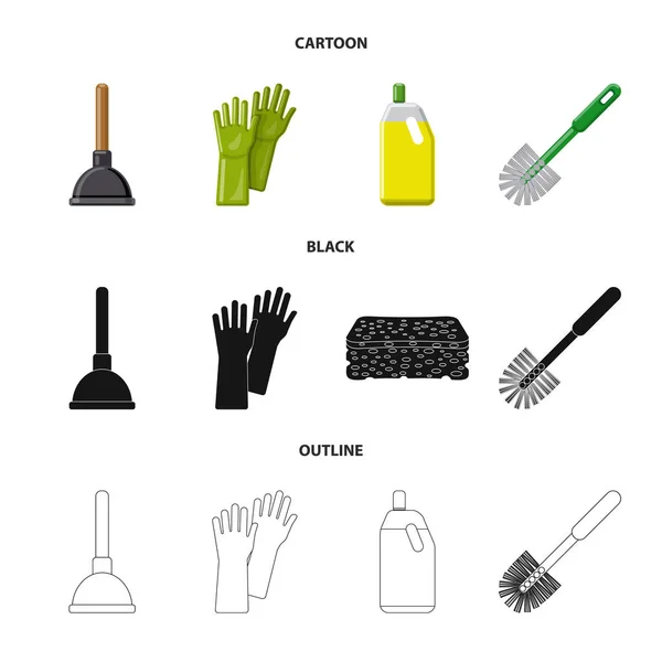 Ilustracja wektorowa ikony czyszczenie i serwis. Zbiór artykułów gospodarstwa domowego i sprzątanie symbol giełdowy dla sieci web. — Wektor stockowy