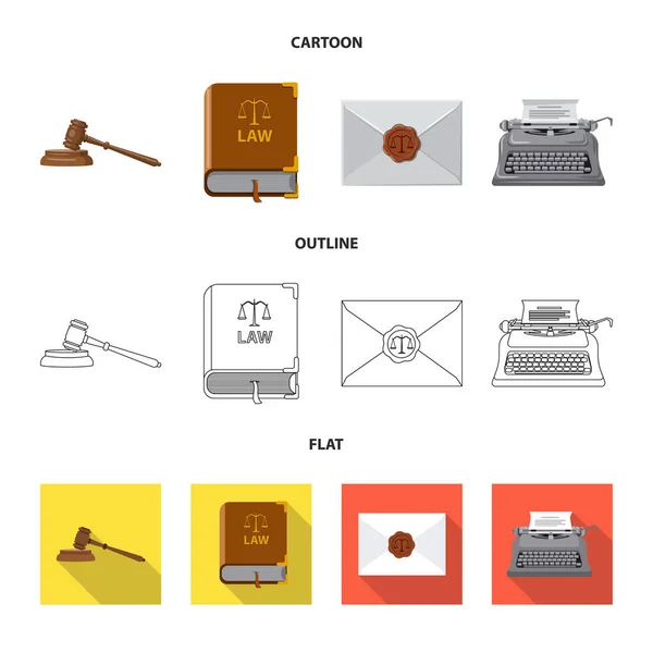 Vector illustration of law and lawyer sign. Collection of law and justice stock vector illustration. — Stock Vector