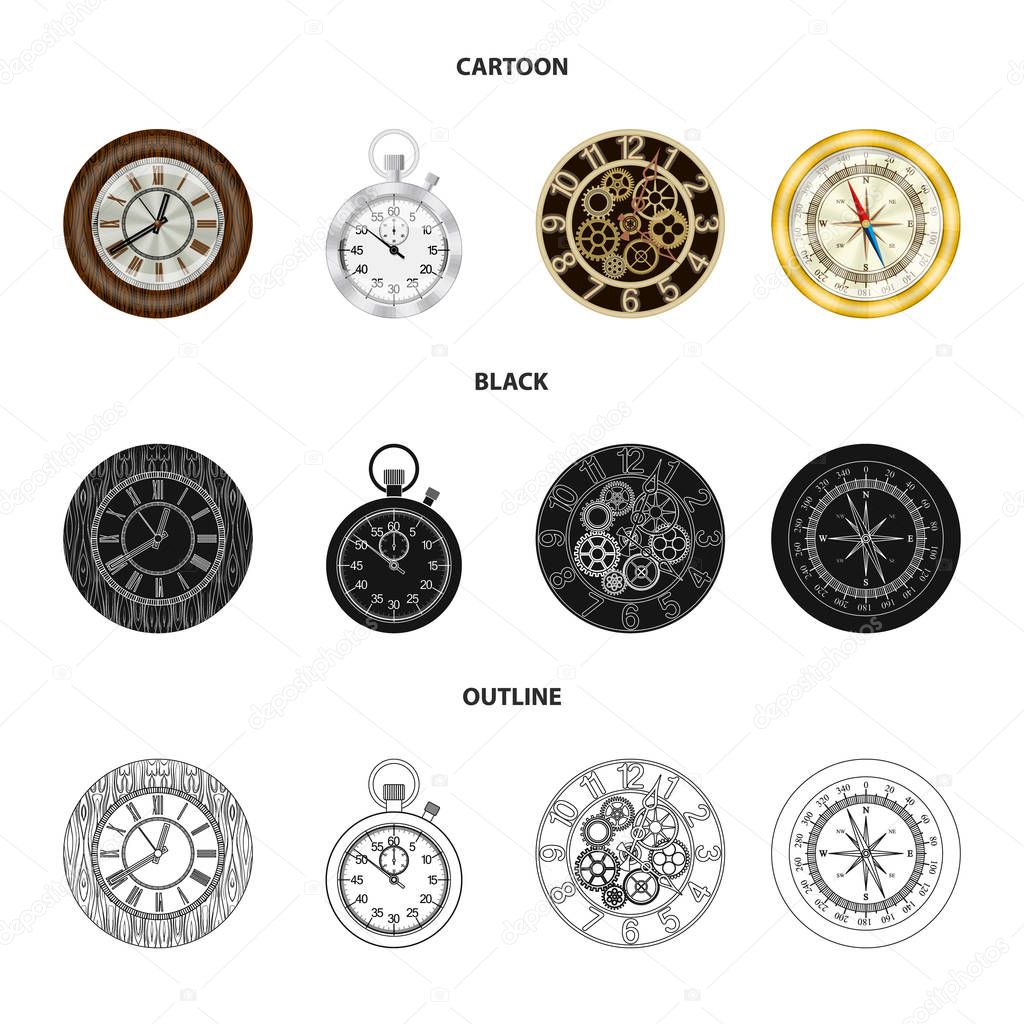 Isolated object of clock and time sign. Collection of clock and circle stock vector illustration.