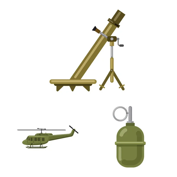 Ilustração vetorial de arma e signo de arma. Conjunto de arma e símbolo de estoque do exército para web . —  Vetores de Stock
