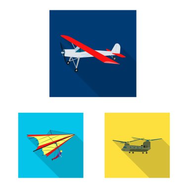 Bir uçak ve taşıma işaret tasarım vektör. Hisse senedi için uçak ve gökyüzü vektör simge topluluğu.