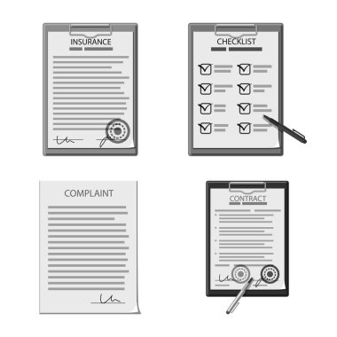 Tasarım formu ve belge işareti vektör. Web formu ve mark hisse senedi simgesi topluluğu.