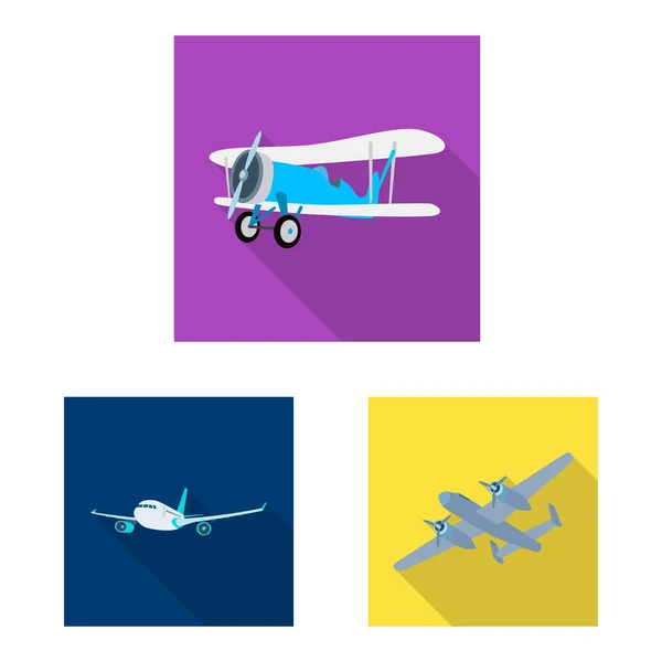 Ilustração vetorial de avião e logotipo de transporte. Conjunto de plano e céu estoque vetor ilustração . — Vetor de Stock