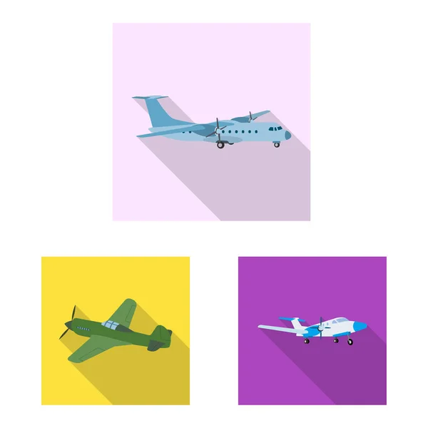 Illustration vectorielle du plan et du panneau de transport. Ensemble d'icône vectorielle plan et ciel pour stock . — Image vectorielle