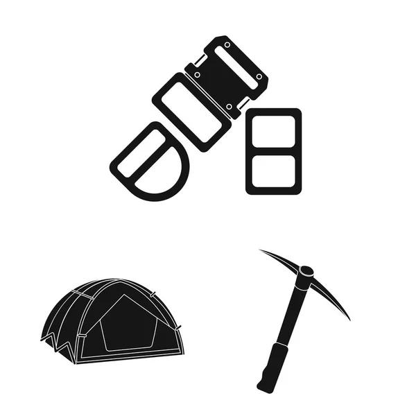 Projeto vetorial de montanhismo e ícone de pico. Coleção de montanhismo e símbolo de estoque de acampamento para web . — Vetor de Stock