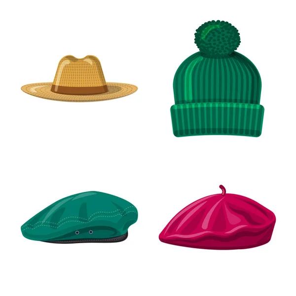 Ilustração vetorial de chapéus e chapéus. Coleção de chapéus e acessórios ilustração vetorial . — Vetor de Stock