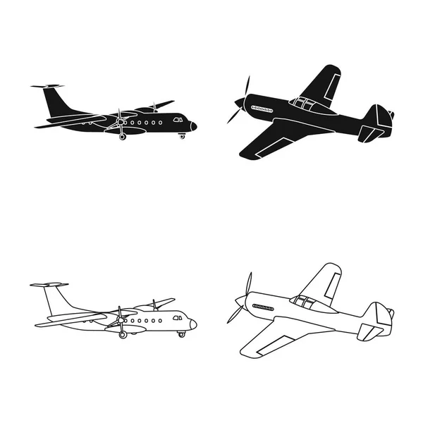 Białym Tle Obiekt Znak Samolotu Transportu Kolekcja Ikony Wektor Płaszczyzny — Wektor stockowy