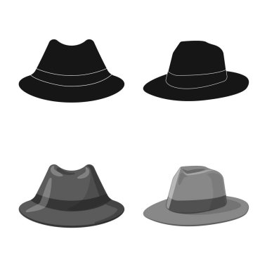 Şapkalar ve kap simge vektör tasarımı. Şapkalar ve aksesuar hisse senedi vektör çizim koleksiyonu.