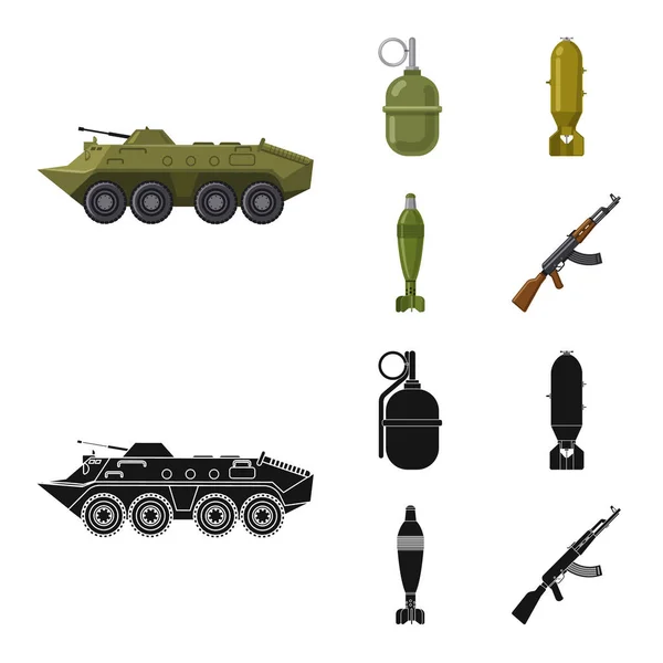 Vektor design av vapen och gun tecken. Uppsättning av vapen och armén vektor ikonen för lager. — Stock vektor