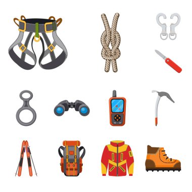 Dağcılık ve tepe sembolü yalıtılmış nesne. Dağcılık ve kamp kümesi web için hisse senedi simgesi.