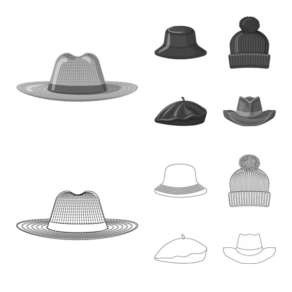 Diseño vectorial del casco y el símbolo de la tapa. Conjunto de casco y accesorio símbolo de stock para web . — Archivo Imágenes Vectoriales