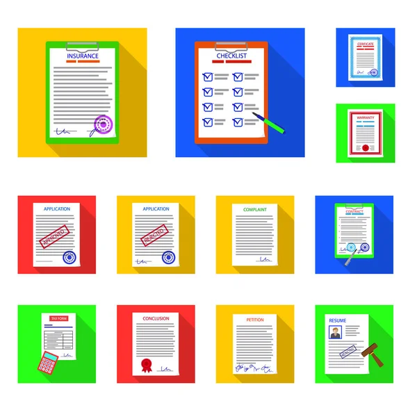 Vektorillustration des Formulars und Dokumentenzeichens. Sammlung von Formularen und Warenzeichen für das Web. — Stockvektor