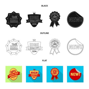 Amblem ve rozet simge vektör tasarımı. Hisse senedi için amblem ve etiket vektör simge kümesi.