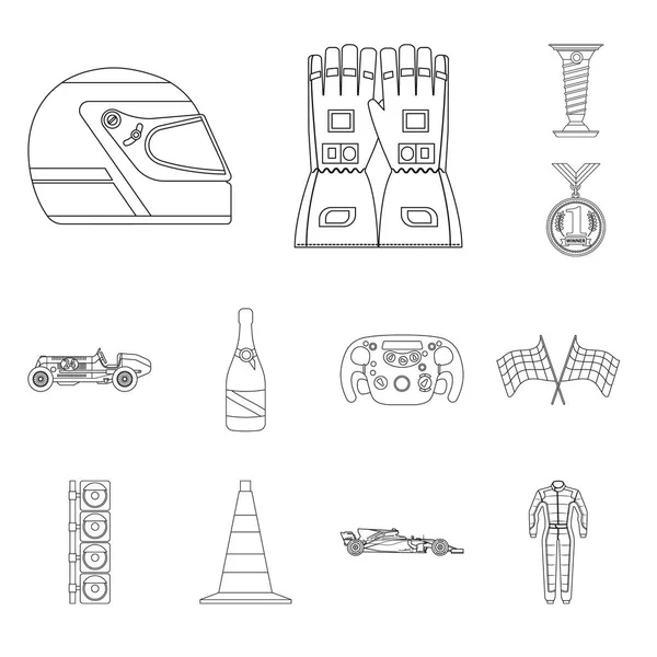 Векторная иллюстрация автомобиля и знак ралли. Коллекция автомобильных и гоночных векторных иллюстраций . — стоковый вектор