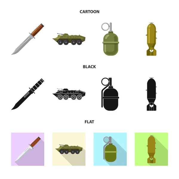 Изолированный предмет оружия и значок оружия. Коллекция оружия и армейских векторных значков для склада . — стоковый вектор