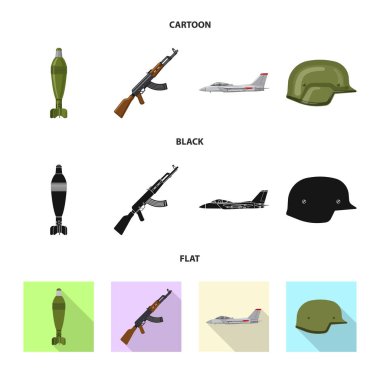 Silah ve silah logo vektör tasarımı. Hisse senedi için silah ve ordu vektör simge kümesi.