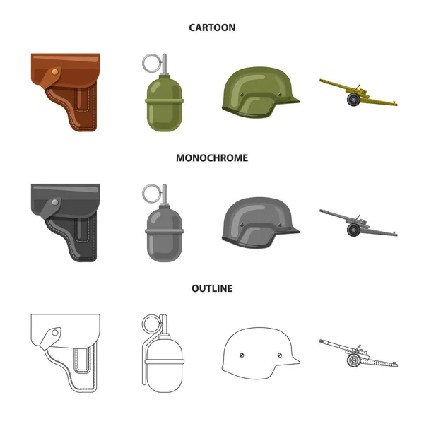 Ilustración vectorial del arma y el logotipo del arma. Colección de armas y ejército icono vectorial para stock . — Vector de stock
