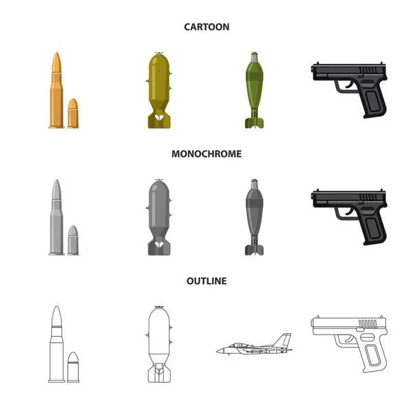 Diseño vectorial del arma y el logotipo del arma. Colección de armas y ejército símbolo de stock para la web . — Vector de stock