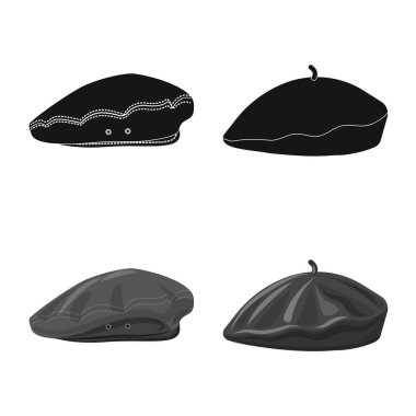 Şapkalar ve kap simge vektör Illustration. Şapkalar ve hisse senedi için aksesuar vektör ikon koleksiyonu.